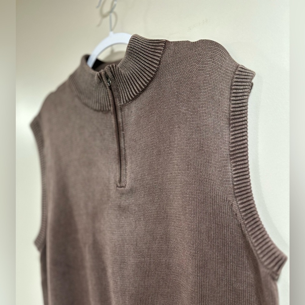 FREE* Red Head BassPro Shops Brown Sweater Vest Cotton 1/4 zip Mock Neck Size XL - Picture 8 of 16